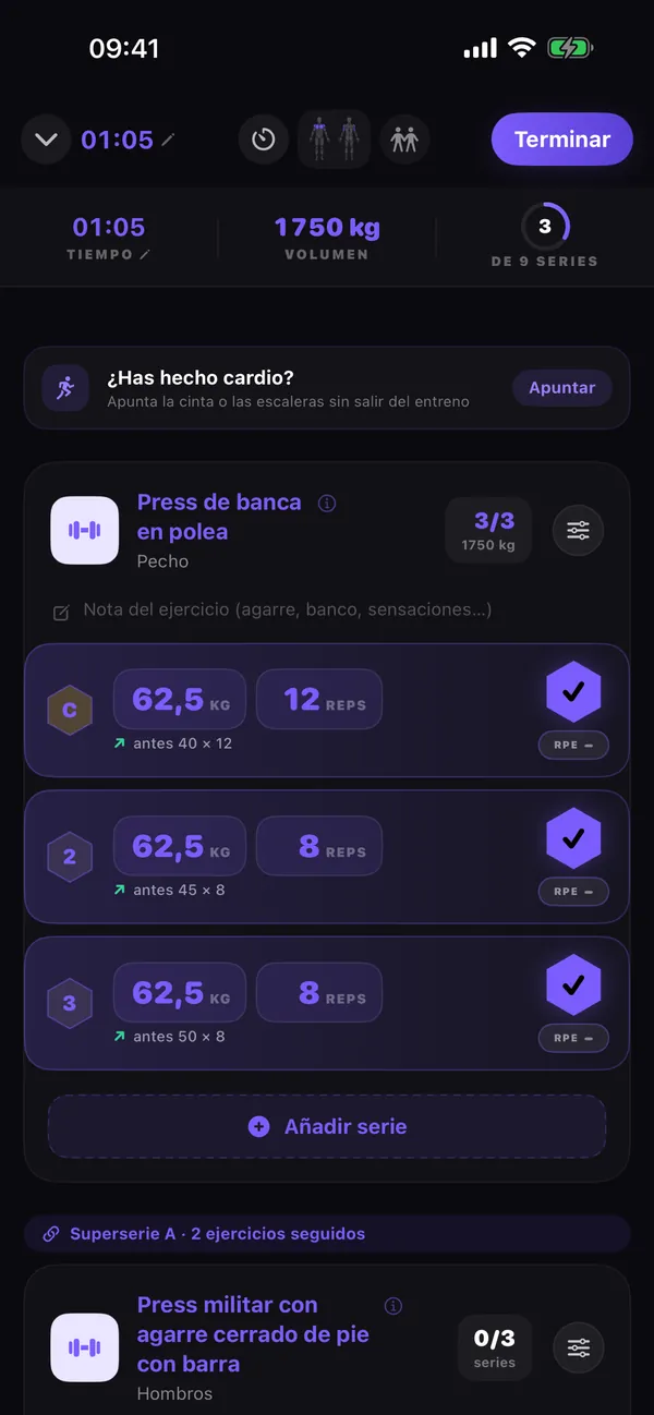 Entreno en vivo en LifeOS