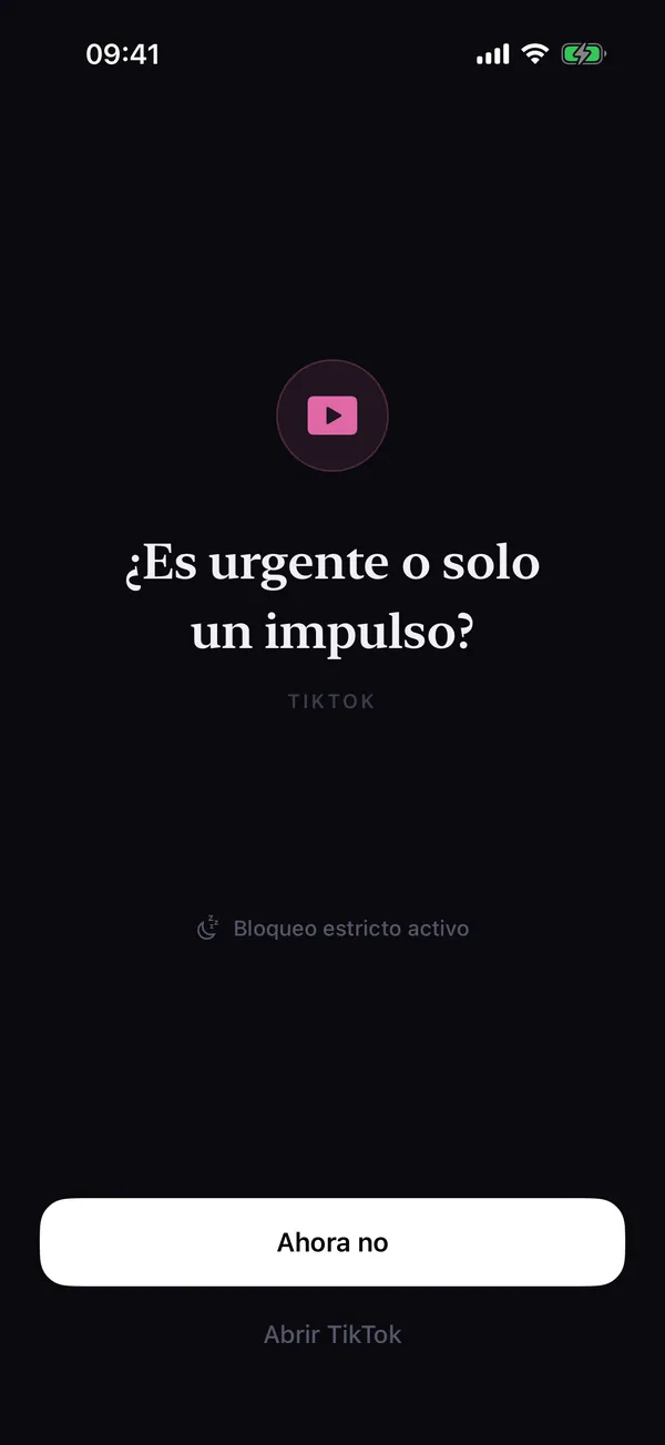 Pausa de LifeOS al abrir TikTok